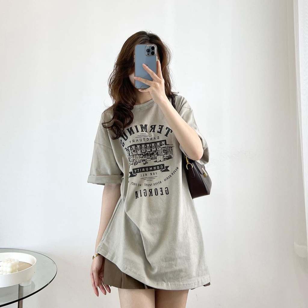 Áo thun tay lỡ nam nữ MEANSTORE phông in hình cotton vải mát form rộng phong cách Ulzzang - Terminus
