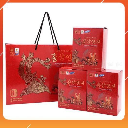 Nước hồng sâm linh chi Hàn Quốc Pocheon xách 30 gói* 70 ml