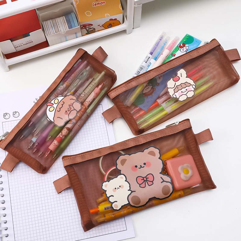 Túi đựng bút sức chứa lớn họa tiết chú gấu dễ thương tiện dụng