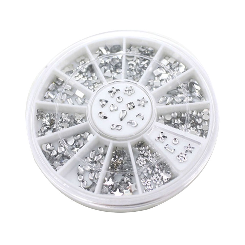 Hộp hạt đá dán trang trí móng tay nghệ thuật hình ngôi sao bông hoa trái tim lấp lánh