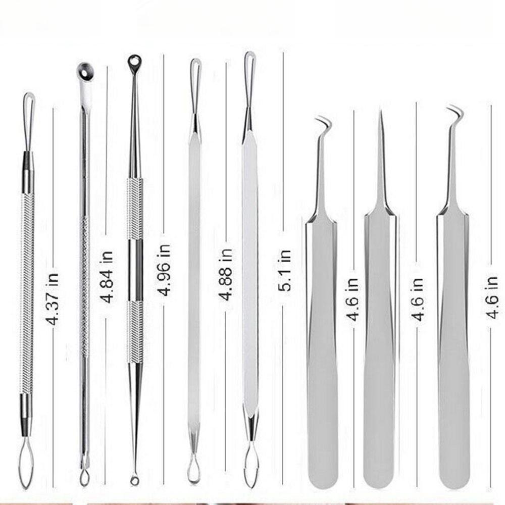 [Hàng mới về] Set dụng cụ nặn mụn đầu đen bằng thép không gỉ chăm sóc da mặt có túi đựng