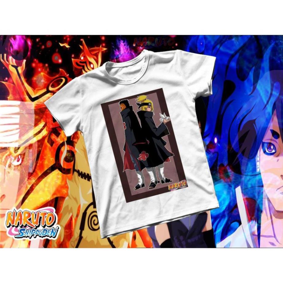 Áo thun Cotton Unisex - Anime - Naruto - Deidara và obito giá xưởng