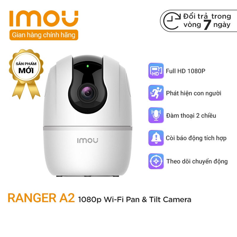 Camera An Ninh Ranger A2 1080P IMOU IP-A22EP-D-V3 (Phiên bản mới Ranger 2) - Còi Hú Báo Động - Đàm Thoại 2 Chiều - Smart