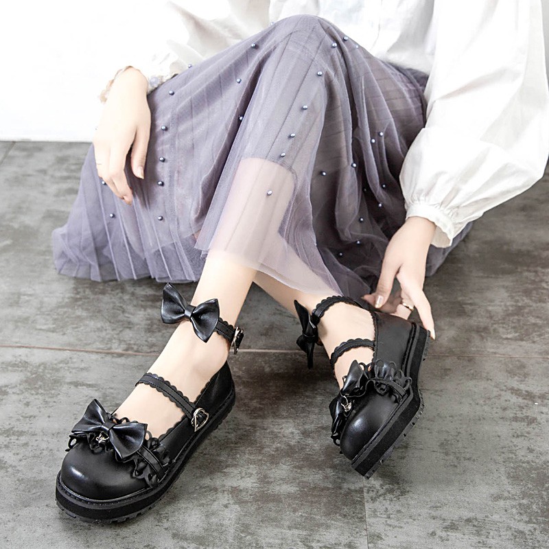 [Order] YAS0210-Giày lolita đế bằng mũi tròn đính nơ | BigBuy360 - bigbuy360.vn