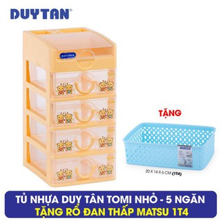 Tủ nhựa Duy Tân Tomi nhỏ - 5 ngăn - Nhiều màu - Tặng Rổ đan thấp Nhựa Duy Tân Matsu 1T4 - 219/5+1098