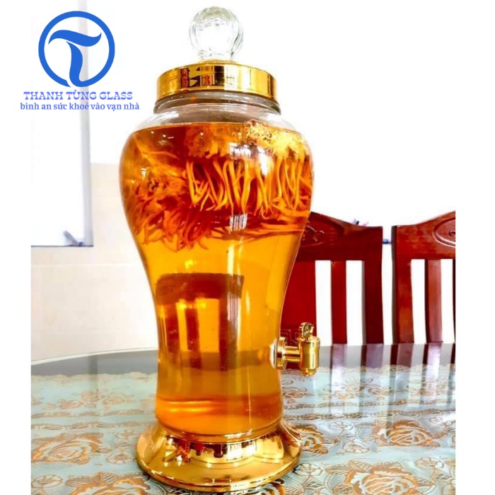 Bình ngâm rượu sâm thủy tinh  Phú Hoà 3 lít có van và không van