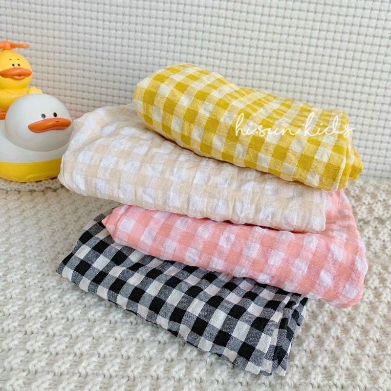 Pijama cho bé trai bé gái size 10-30kg hoạ tiết caro, đồ ngủ dài tay thu đông cho bé chất đũi xốp loại 1