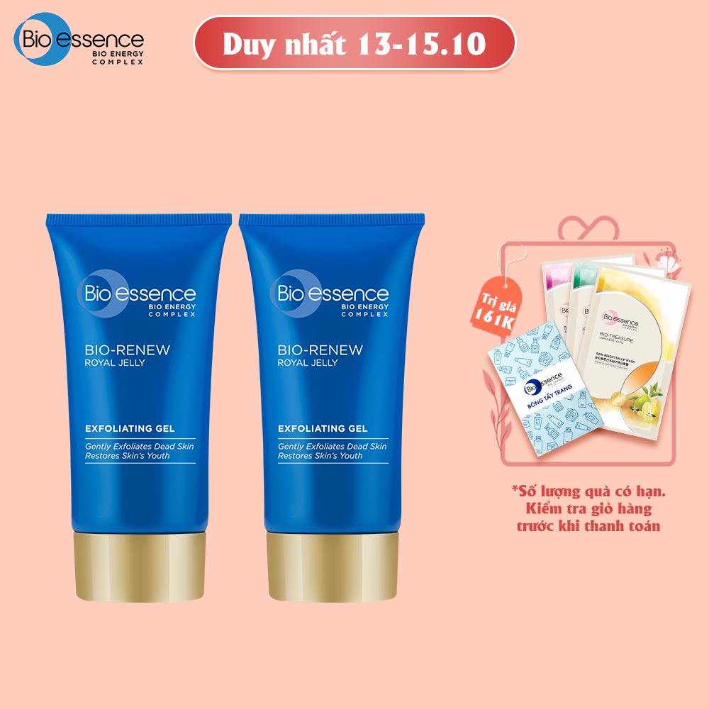 Bộ 2 Gel tẩy tế bào chết dưỡng da tươi trẻ Bio-Essence Bio-Renew tinh chất sữa ong chúa 60gr/chai