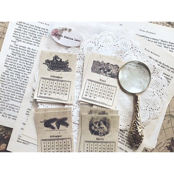 Sticker vintage lịch tháng