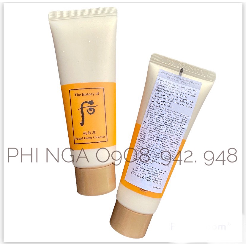 Chuẩn Auth - Sữa rửa mặt Whoo vàng nhân sâm 40ml