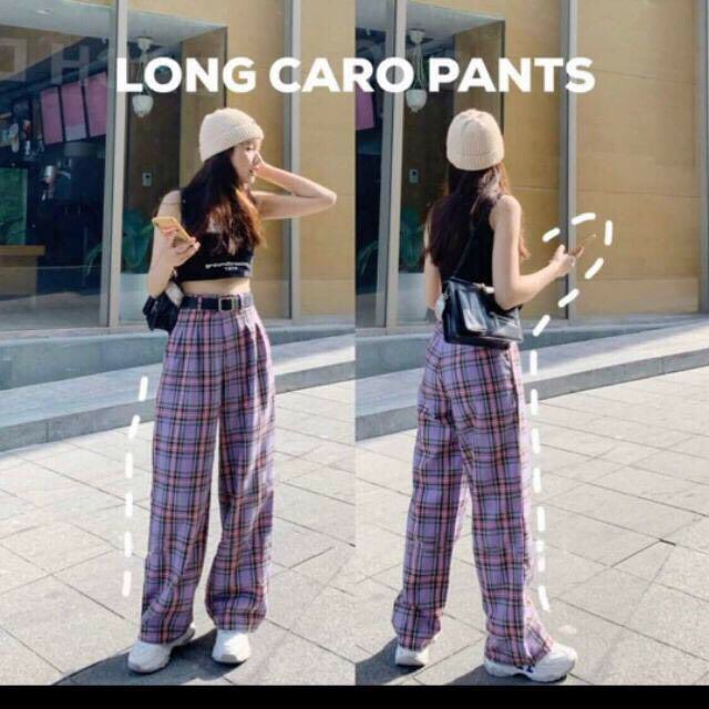 Quần caro ống suông. 120k vải kaki bao chất nha. Mềm mịn thích hợp mặc với các áo ôm bao ngầu