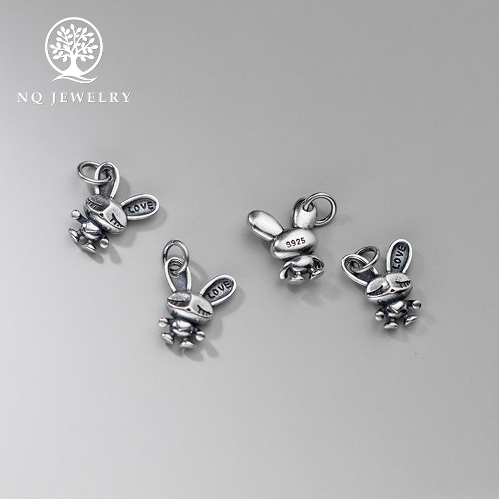 Charm bạc treo hình con thỏ LOVE - NQ Jewelry