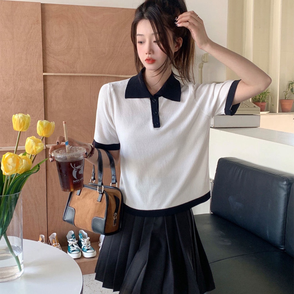 Áo polo Tay Ngắn Hở Vai Dáng Rộng Thời Trang Mùa Hè Hàng Mới Dành Cho Bạn Nữ 2022