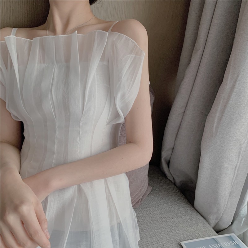 Áo 2 dây tơ xếp ly 2 lớp có lót Yoomeclothing [ẢNH THẬT TẠI SHOP]
