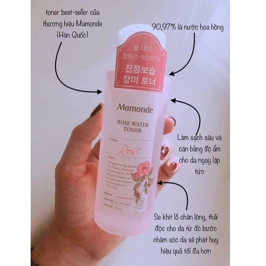 Nước hoa hồng cân bằng da Mamonde Toner 250ml Auth Hàn Quốc