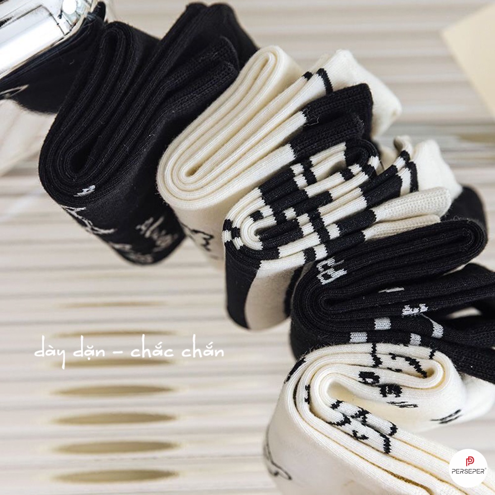 Tất cổ cao nữ phong cách Hàn Quốc dễ thương, Set vớ nữ chất liệu vải cotton - Hot store