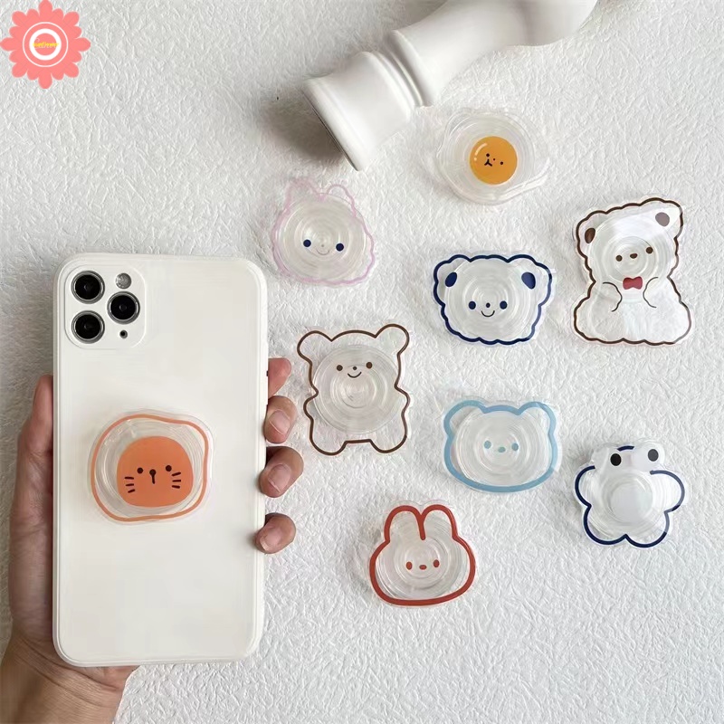 Giá Đỡ Điện Thoại Dạng Nhẫn Đeo Ngón Tay Hình Động Vật Hoạt Hình Trong Suốt Có Thể Mở Rộng