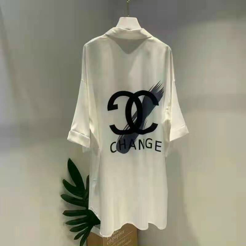 Váy ngủ sơ mi lụa tay lỡ hoa cười L V cao cấp 15