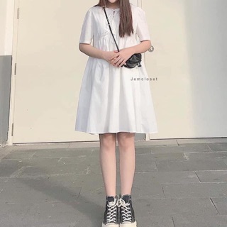 Váy babydoll trắng tiểu thư