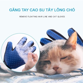 Găng tay chải lông rụng tắm chó mèo