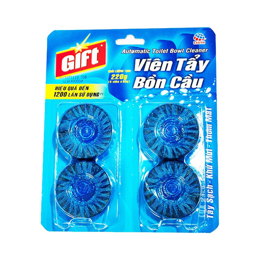 Viên tẩy bồn cầu Gift hiệu quả 1200 lần sử dụng (vỉ 4 viên x 55g)