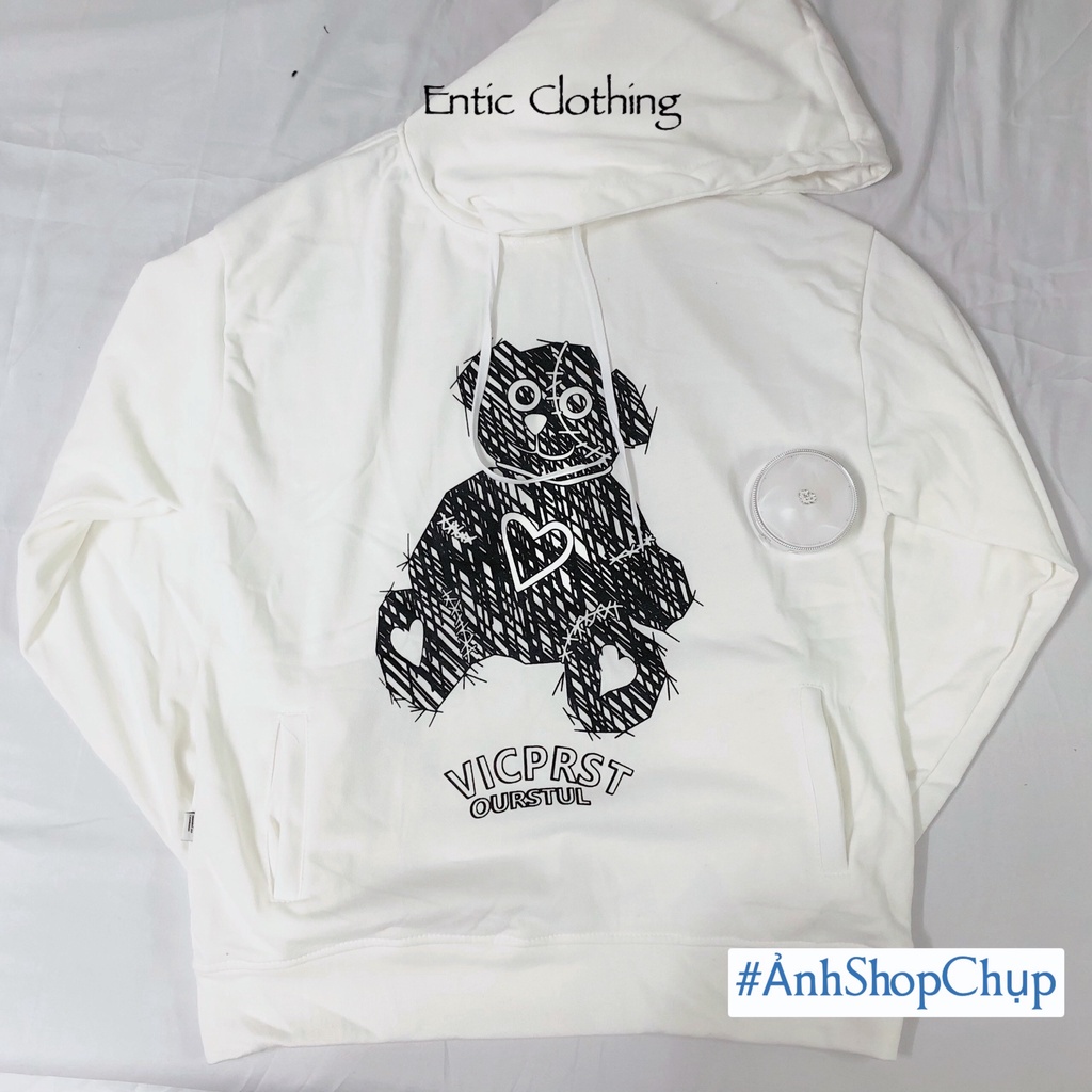 Áo Khoác Hoodies Unisex Form Rộng In Hình Chú Gấu - Chống Lạnh Thời Trang