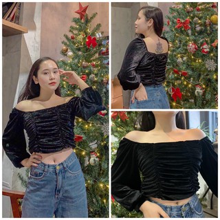 ( ẢNH THẬT ) ÁO TRỂ VAI  _ ÁO NHÚN TRỄ VAI _ HÀNG MỚI _ PHONG CÁCH HÀNG QUỐC ( GIAO NHANH TRONG 2H)