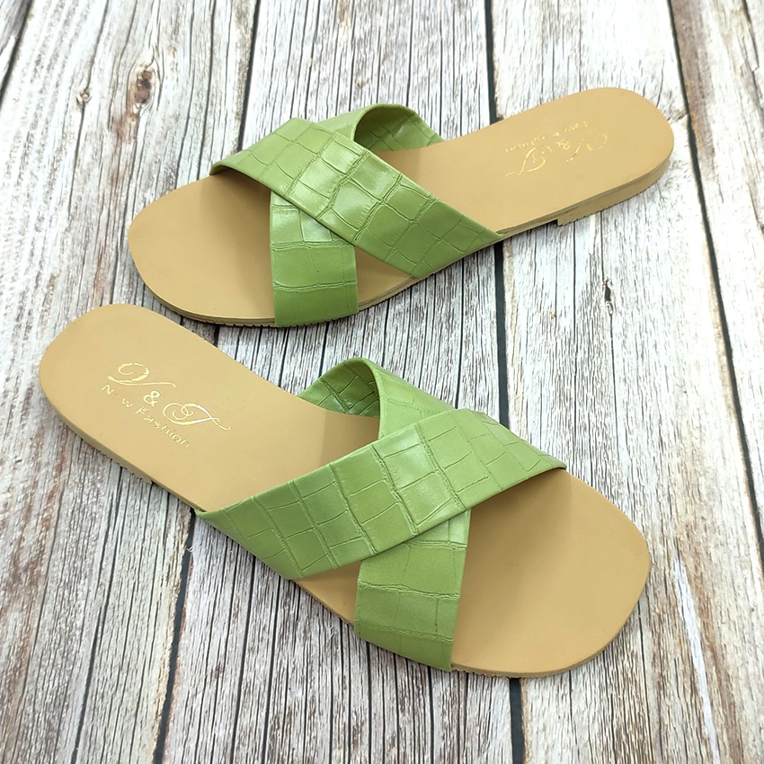 Dép nữ thời trang đi biển Maia - quai ngang đan chéo vân cá sấu phong cách Hàn Quốc MA5862 (nhiều màu)