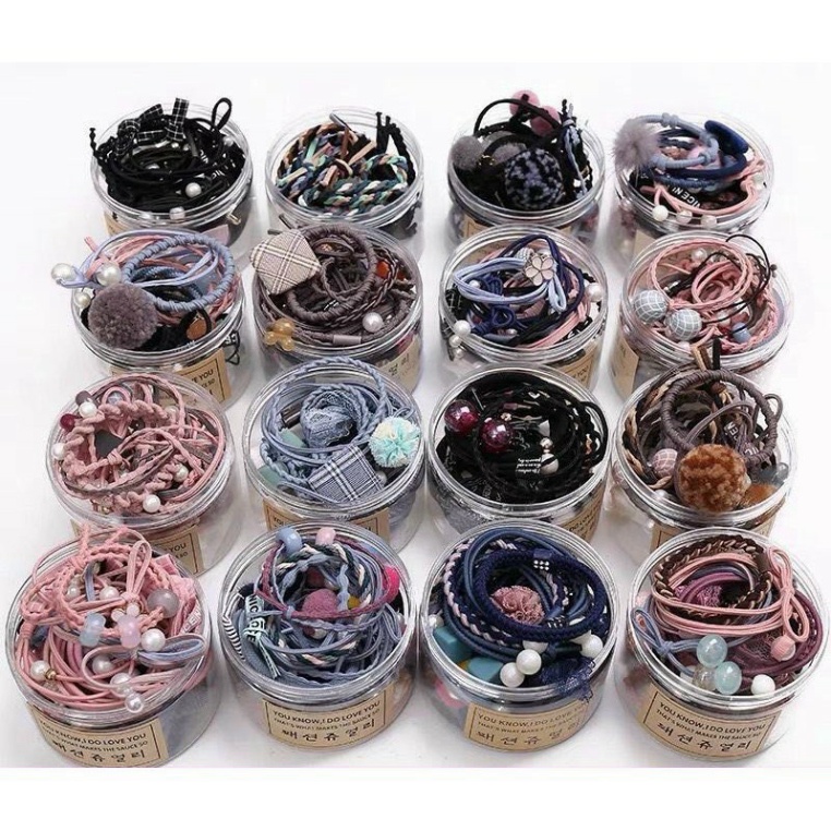 Set bộ Hộp.12 dây buộc tóc chun Hàn Quốc
