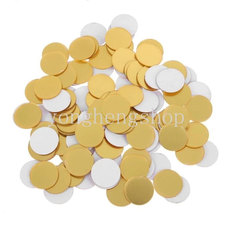 Set 50 miếng dán tường trang trí hình tròn tráng gương chấm bi bằng Acrylic DIY