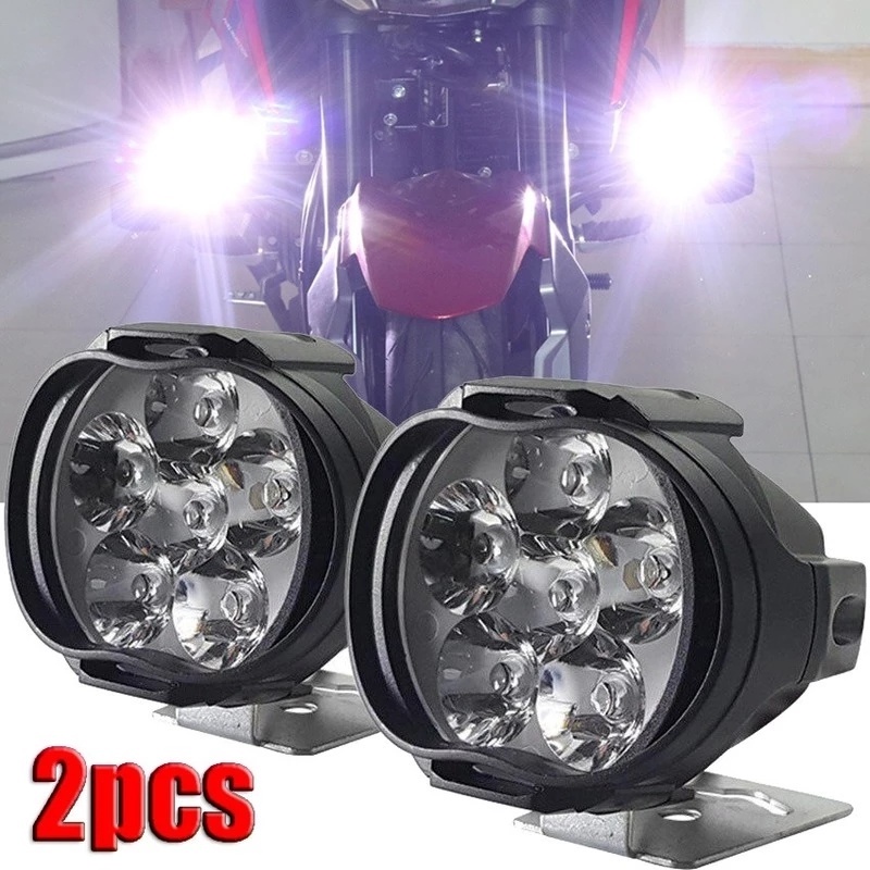 Set 2 Đèn Pha 6 Bóng LED Chống Thấm Nước Chuyên Dụng Cho Xe Mô Tô / Xe Hơi