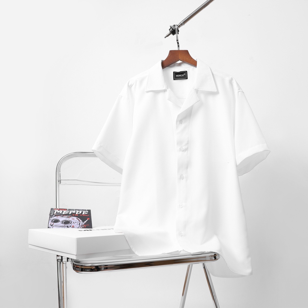 MENDE - Original Shirt - Áo sơ mi unisex tay ngắn đơn giản trơn trắng đen