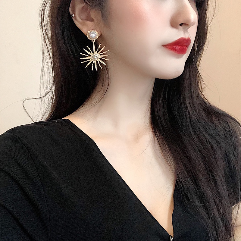 Bông Tai Mạ Bạc 925 Đính Ngọc Trai Phong Cách Hàn Quốc