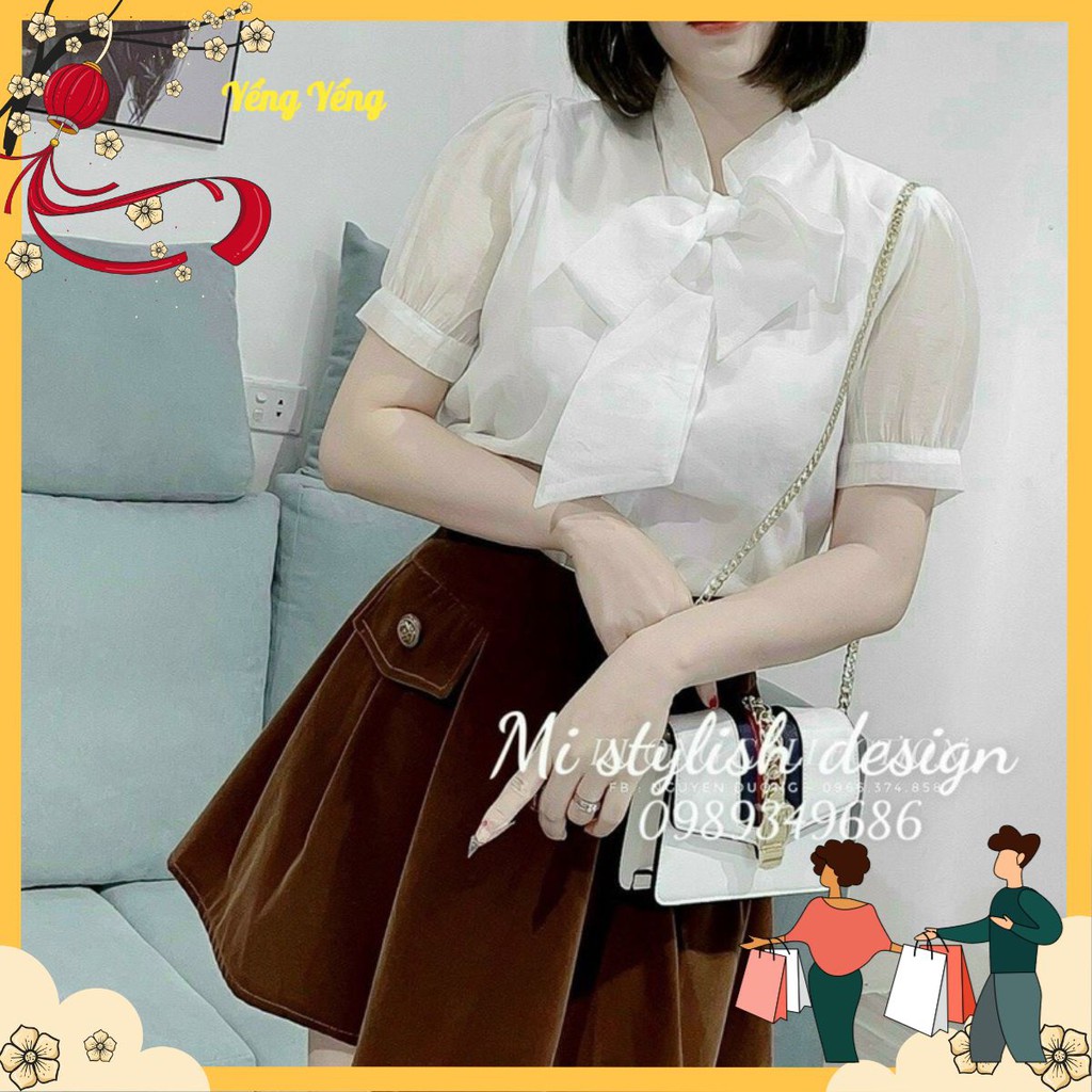 ANU202 - ÁO SƠ MI NỮ CỘC TAY VOAN CỔ NƠ