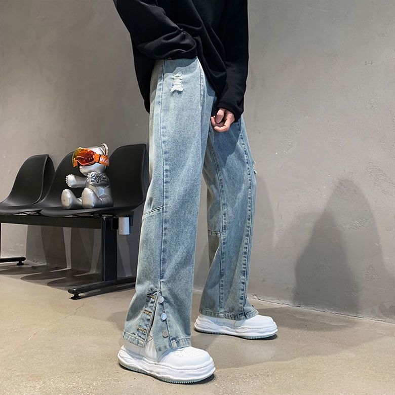 Quần Jeans Dài Rách Gối Thời Trang Dành Cho Nam
