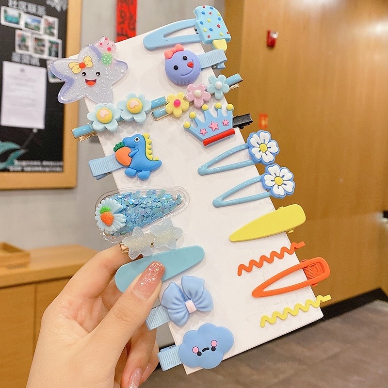 Set 14-20 Kẹp Tóc Hoạt Hình Phong Cách Hàn Quốc Xinh Xắn Cho Bé Gái