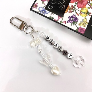 Keyring/Keychain/Móc khoá in ảnh mix dây charm dễ thương cùng dây chữ thay tên theo yêu cầu handmade