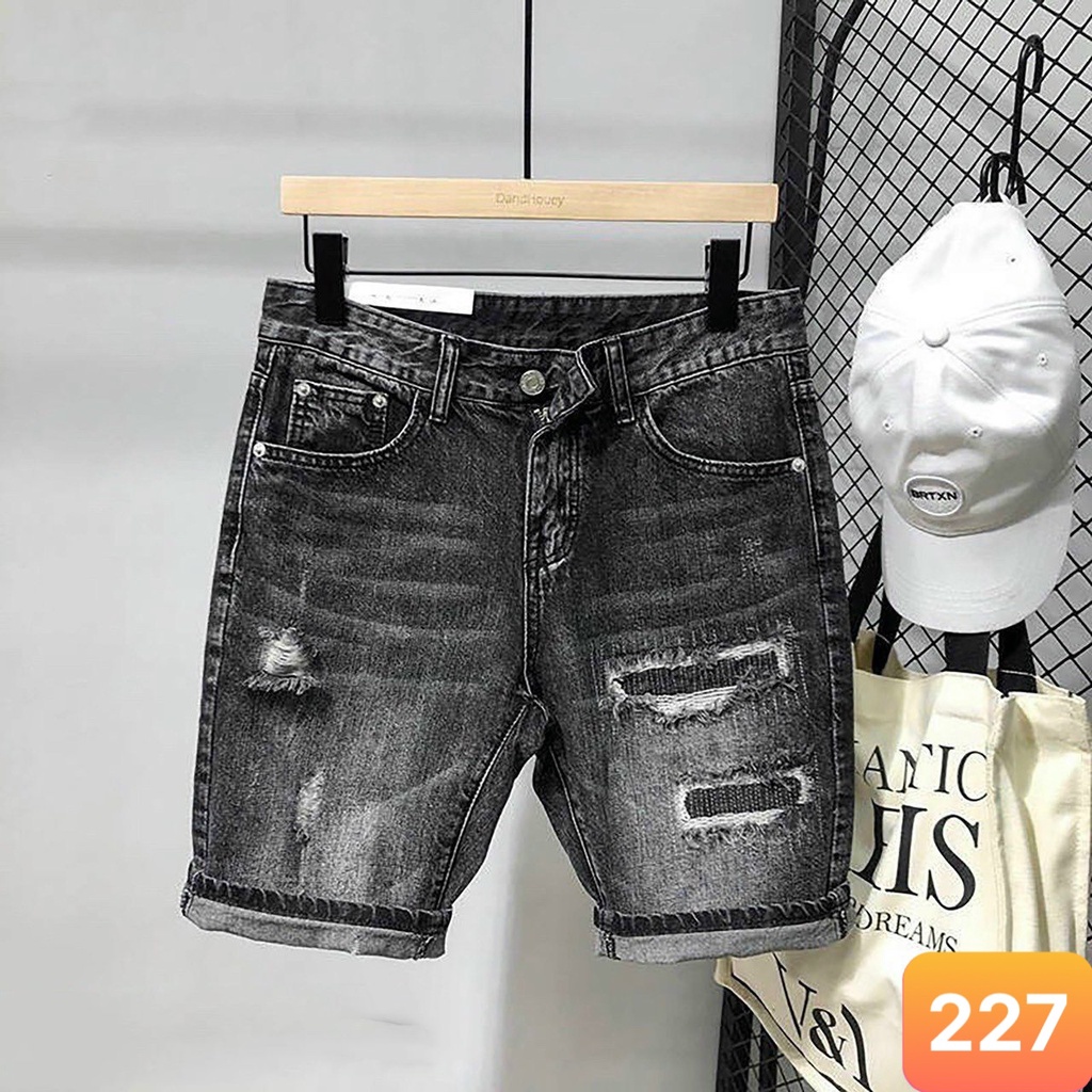 Quần short jean nam lavado màu xám đen đậm rách chất jeans bò cao cấp co dãn 4 chiều from đùi đẹp Lavado35 mẫu mới