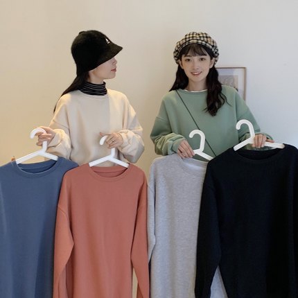 Áo Sweater Dài Tay Oversize Phong Cách Hàn Quốc Cho Cặp Đôi Áo nỉ