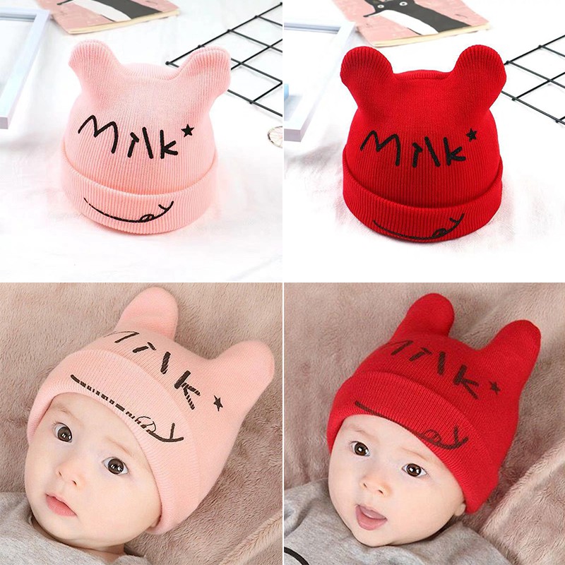 Mũ Trùm Đầu Dệt Kim Hoạ Tiết Hoạt Hình Cho Trẻ Em