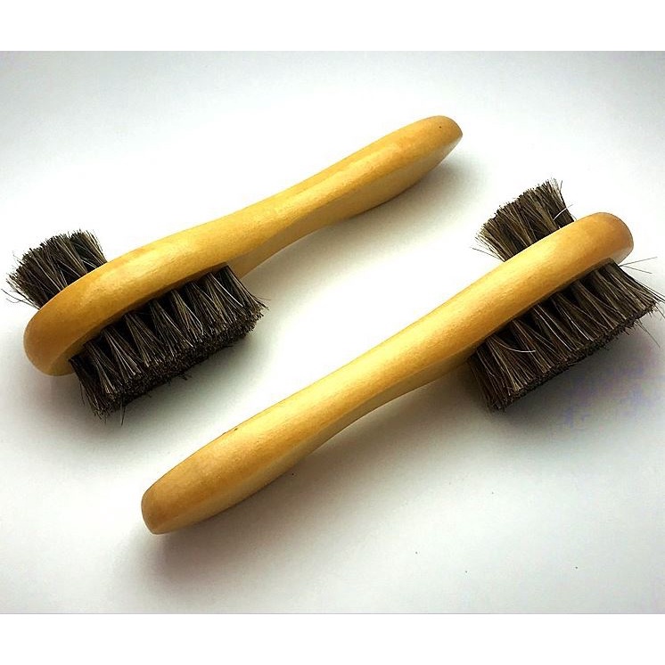 Bàn chải lông ngựa vệ sinh giày, đồ da 2 đầu