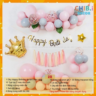 Combo set bóng bay trang trí sinh nhật, trang trí thôi nôi, đầy tháng bé trai bé gái - CHIBI DECOR 2B