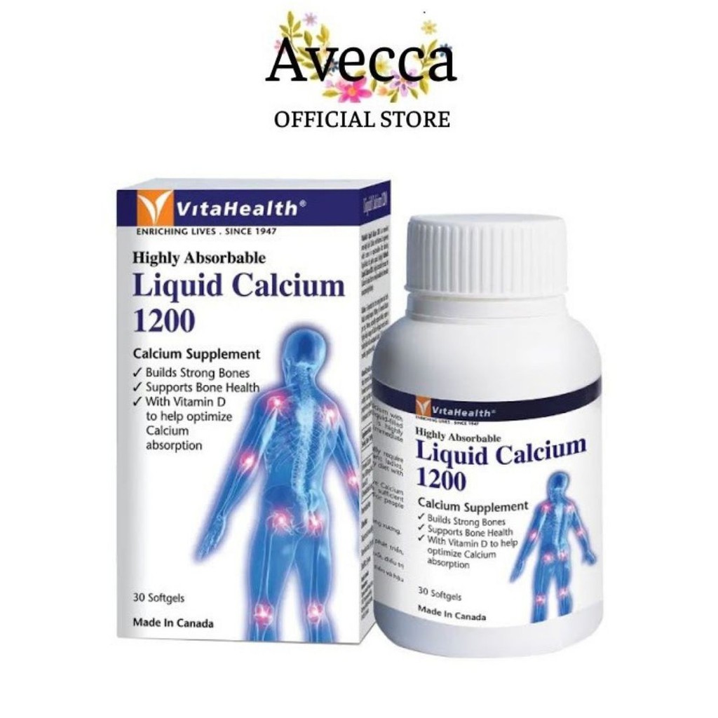 Thực Phẩm Chức Năng Viên Uống Bổ Sung Canxi Vitahealth Liquid Calcium 1200mg  Hộp 30 Viên
