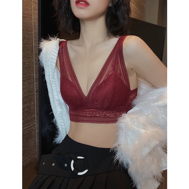 Áo lót bra ren 2 dây bản to, áo ngực không gọng đệm mỏng gợi cảm,chất ren mềm mại BRA11