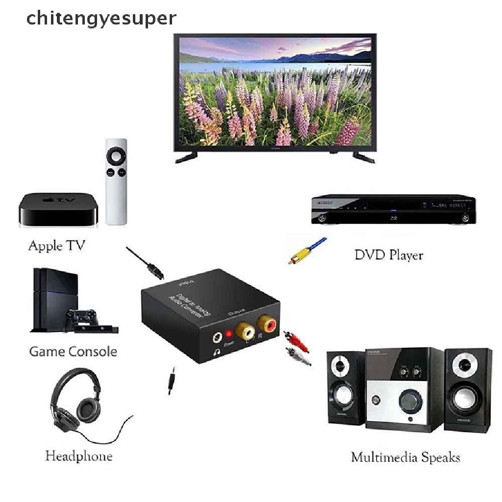 Đầu chuyển đổi âm thanh kỹ thuật số sang analog Coax Toslink quang học stereo RCA L/R