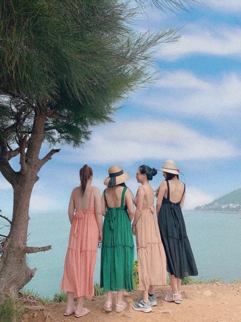 Maxi 2 dây cột nơ có mút ngực (hình thật+video) | BigBuy360 - bigbuy360.vn