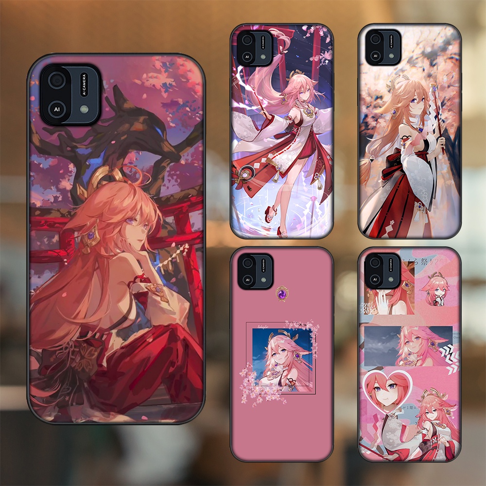 Ốp lưng Oppo A16K viền đen in hình Yae Miko Genshin Impact