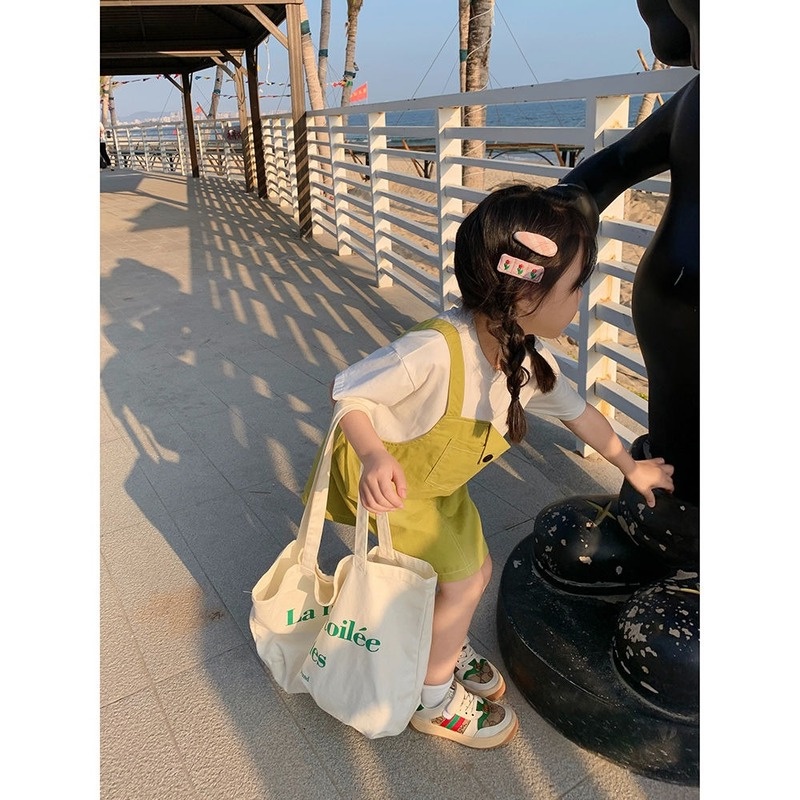 Đầm Ngắn Tay Phối Dây Xinh Xắn Thời Trang Mùa Hè Cho Bé Gái