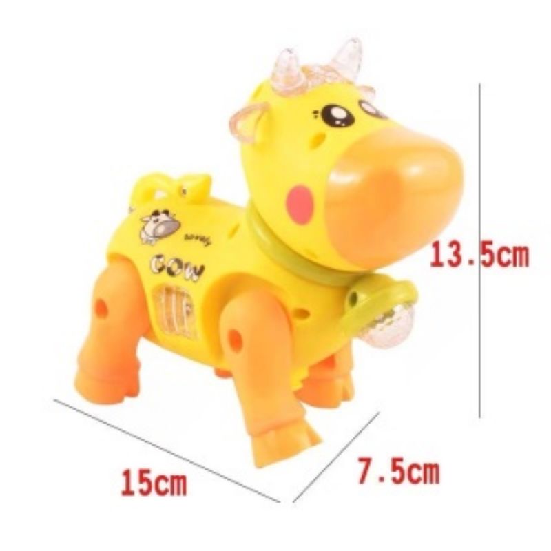 Đồ chơi con bò sữa đi dạo nháy đèn tặng kèm dây