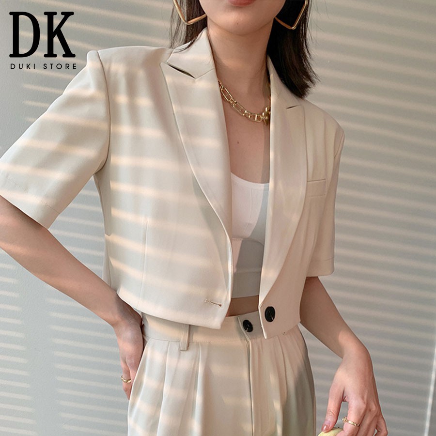 Áo khoác blazer, áo vest blazer nữ dáng lửng màu trắng đậu cực xinh - DUKI STORE